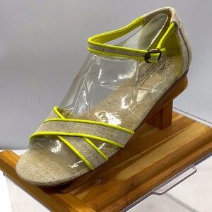 Toms Yellow Canvas Ankle Strap Flat Sandal